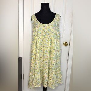 Torrid Floral Tiered Tank Dress Yellow Dandelion Print Size 0 NWT